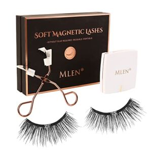 MLEN Dual Magnetic Eyelashes – Soft Magnets False Eyelashes Reusable 3D Lashes Extension with Tweezers NO Eyeliner and Glue Free (Style B)