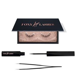 Foxy AF Lashes Magnetic Eyelashes with Eyeliner Kit (Strong Hold) Cutie Pie | Made from Natural Fibres Premium Faux Mink Cruelty-Free with Storage Case