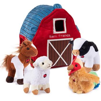 Plush Creations Talking Plush Farm Animals for Toddlers with A Plush Barn House Carrier, Animal Farm Set Includes 4 Soft Cuddly Plush Stuffed Animals, A Plush Cow Plush Horse Plush Lamb Plush Rooster | The Storepaperoomates Retail Market - Fast Affordable Shopping