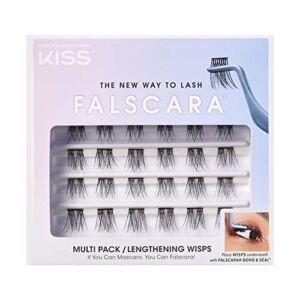 KISS Falscara DIY Eyelash Extension Lengthening Wisps – Featherlight Synthetic Reusable Artificial Eyelashes Multipack of 24 Mini Lash Clusters for that Authentic Eyelash Extension Look