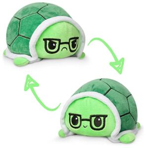 TeeTurtle | The Original Reversible Turtle Plushie | Patented Design | Sensory Fidget Toy for Stress Relief | Glasses | Happy + Angry | Show Your Mood Without Saying a Word!