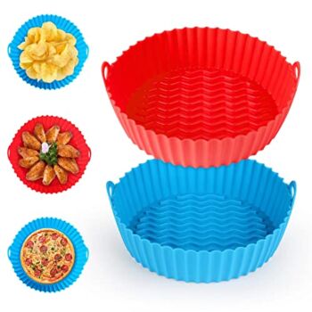 Boribim 2 PCS Air Fryer Silicone Liners – 7.5 Inch Reusable Airfryer Basket Heat Resistant – Air Fryer Inserts – Easy Cleaning Air fryers Silicone Pot Round for 3 to 5 QT Oven Accessories (Red+Blue) | The Storepaperoomates Retail Market - Fast Affordable Shopping