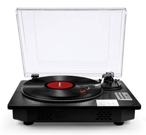 Vinyl Record Player with Bluetooth Output Input,Turntable for Vinyl Records with Speakers USB Digital TS FM Radio Counter Weight Speed Adjust