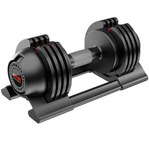 ALTLER Adjustable Dumbbell, 22lb Dumbbell Set with Tray for Fitness, Fast Adjust Weight by Turning Anti-Slip Handle, Training Safety with 8 Lock Slots, Suitable for Men and Women, Black (AL-DB22)