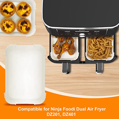Air Fryer Disposable Paper Liner for Ninja Dual,100PCS Air Fryer Liners Rectangle 8.6x 5.5”, Air fryer Parchment Liners for Ninja DZ201 DZ401, Ninja Foodi Dual Air Fryer Accessories Baking Paper | The Storepaperoomates Retail Market - Fast Affordable Shopping