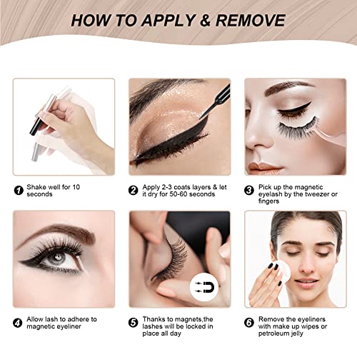FUNIU Magnetic Eyelashes Natural Looking Self Adhesive Eyelashes – (5 Pairs/ 10 Pcs with 2 Magnetic Eyeliner) Magnetic Eyelashes False Lashes with Magnetic Liquid Eyeliner, Reusable, Wind-proof, Waterproof, Sweat-proof & Feather-light | The Storepaperoomates Retail Market - Fast Affordable Shopping