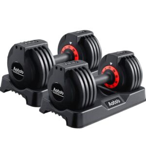 AOTOB 25 lbs (Pair) Adjustable Dumbbell Set, Dumbbells Adjustable Weight with Anti-Slip Fast Adjust Turning Handle, Dumbbell Sets Adjustable for Men and Women, Dumbbells Pair for Home Gym Exercise