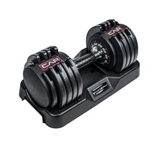 CAP Barbell 55 lb Single Adjustable Dumbbell with Contoured Full Rotation Handle, Honeycomb Black and Chrome Handle (SDBAIS-055G6)