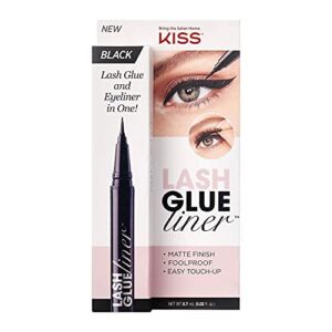 KISS Halloween Lash GLUEliner, 2-in-1 Felt-Tip Eyelash Adhesive and Eyeliner, Matte Finish, Foolproof Application, Easy Touch-Up, 0.02 Oz.- Black, Packaging May Vary