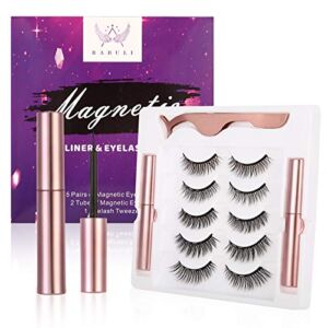 Magnetic eyelashes with eyeliner Kit,5 Pairs Different Reusable Magnetic Lashes,Natural Look False Lashes with Tweezers and Eyeliner