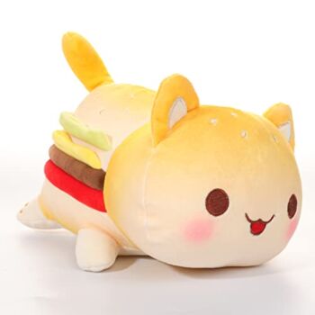 Cat Stuffed Animals – Weighted Stuffed Animals for Anxiety, Plushies, Stuffed Animals for Christmas Halloween and Birthdays, Hamburger Cat | The Storepaperoomates Retail Market - Fast Affordable Shopping