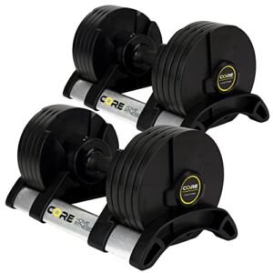 Core Fitness® Adjustable Dumbbell Weight Set by Affordable Dumbbells – Adjustable Weights – Space Saver – Dumbbells for Your Home