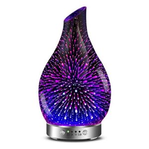 MAXWINER Essential Oil Diffusers Ultrasonic 3D Glass Aromatherapy Diffuser, Auto Shut-Off, Timer Setting, 7 Colors LED Lights Changing for Home, Office, Spa 120ml