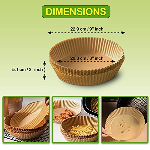 Air Fryer Disposable Liners: 50 pack, 7.9 Inches Disposable air fryer liners with Bamboo Tong. Round paper liners for air fryer basket, large size. | The Storepaperoomates Retail Market - Fast Affordable Shopping
