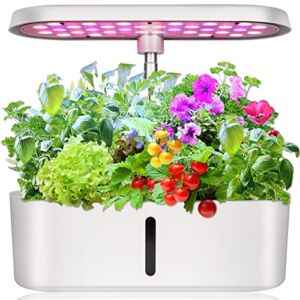 ATTGREAT Hydroponics Growing System,8 Pods Herb Garden Kit Indoor, 4 Timer Indoor Gardening System with Spectrum LED Grow Light,Ultra-Quiet Automatic Cycle Herb Garden with Water Pump for Home Office