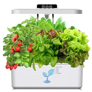 Hydroponics Growing System,Aiwaylar Indoor Gardening System,Indoor Herb Garden Kit with Grow Lights with 12Pods(4 Large),Plant Growth Timer,Fan and Water Pump,Gardening Gift for Mom,Women,Child.