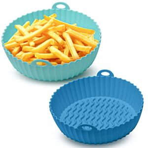 Air Fryer Silicone Pot Liner 2-Pack | Reusable Alternative to Disposable Parchment Paper, 3 to 5 Qt Air Fryers Accessories, Oven Basket Insert, Cleaner Airfryer Cooking, Heat Resistant Dishwasher Safe