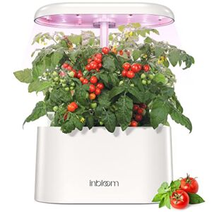 Hydroponics Growing System, inbloom Indoor Garden 5Pods with More 20% Red Grow Light, Indoor Herb Garden 2.5L Water Tank Compact for Kitchen Home Windowsill Table, Snow White