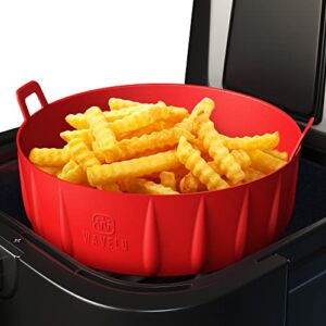 WAVELU Air Fryer Silicone Pot – [UPGRADED] Food Safe Air fryers Oven Accessories | Replacement of Flammable Parchment Liner Paper | No More Harsh Cleaning Basket After Using Airfryer (5.3QT or bigger)