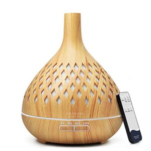 ASAKUKI Essential Oil Diffuser with Remote Control, 400ml Cool Mist Humidifier, 16 Hours Operation Aroma Diffuser with Waterless Safety Switch & 14 LED Colors
