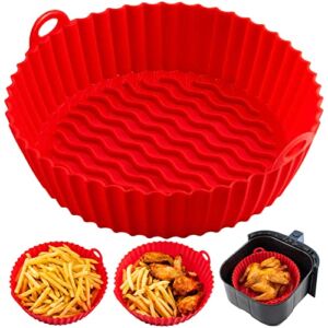 Silicone Air Fryer Liners, Combler Air Fryer Silicone Liners, Reusable Air Fryer Liners Silicone for Air Fryer Easy Cleaning Air Fryer Silicone Pot for 3 to 5 Qt, Red Silicone Air Fryer Basket 1Pc