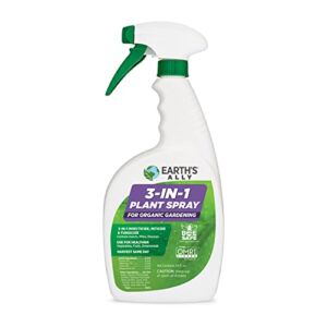 Earth’s Ally 3-in-1 Plant Spray | Insecticide, Fungicide & Spider Mite Control, Use on Indoor Houseplants and Outdoor Plants, Gardens & Trees – Insect & Pest Repellent & Antifungal Treatment, 24oz
