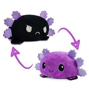 TeeTurtle | The Original Reversible Axolotl Plushie | Patented Design | Sensory Fidget Toy for Stress Relief | Purple + Black | Happy + Angry | Show Your Mood Without Saying a Word!