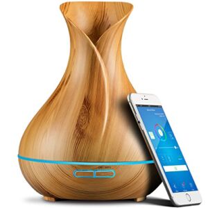Smart WiFi Wireless Essential Oil Aromatherapy Diffuser – Works with Alexa & Google Home – Phone App & Voice Control – 400ml Ultrasonic Diffuser & Humidifier – Create Schedules – LED & Timer Settings