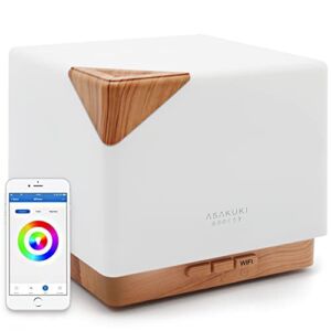 ASAKUKI Smart WiFi Essential Oil Aromatherapy Diffuser&Easy Connect with Alexa and Google Home Phone App Voice Control 700ml Ultrasonic Diffuser -Create Schedules Seven LED Colors Humidifier