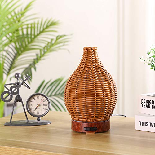 Rattan Essential Oil Diffuser Aroma Mist Humidifiers Aromatherapy Diffusers with Waterless Auto Shut-Off Protection and 7 LED Colors for Home,Office,Yoga,SPA | The Storepaperoomates Retail Market - Fast Affordable Shopping