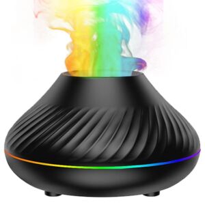YP Home Flame Mimic Essential Oil Diffuser| Colour Changing Flame Humidifiers for Bedroom and Aromatherapy Diffuser| Room Diffusers for Home| Flame Diffuser| Aroma Diffuser| Fire Diffuser (Black)