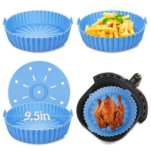 3 in 1air fryer silicone liners,8.5 in silicone air fryer liners,food grade safety air fryer liners silicone,air fryer liners reusable,For air fryer liners over 5 quarts(blue)