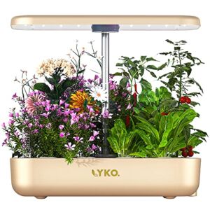 Hydroponics Growing System, LYKO 12 Pods Indoor Garden with 36W 80 LED Grow Lights, Automatic Timer & Pump, Adjustable Height Up to 19.4″ 3.5L Water Tank, Herb Garden Kit Indoor for Home Kitchen Gold