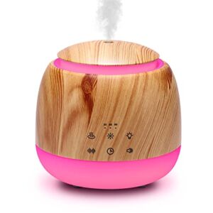 Aromatherapy Diffuser & White Noise Machine Combines 10 Relaxing Sounds,7 Color LED Light,5 Level Volumn,2 Level Warm Night-light,3 Timer, Mist and Waterless Auto Shutoff for Better Sleep(Light Brown)