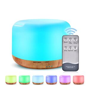 300ML Essential Oil Diffuser, Remote Control Ultrasonic Aromatherapy Oil Diffusers Cool Mist Humidifier , Waterless Auto-Off and 7 LED Light Colors for Bedroom, Yoga, SPA, Baby