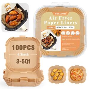 Air Fryer Disposable Paper Liner 100PCS, 6.3 Inch ( 3 to 5 QT ), Oil-proof Filter, Non-stick Parchment Paper, Liners for Air Fryer, Baking, Picnic, Microwave, Roasting and Cooking