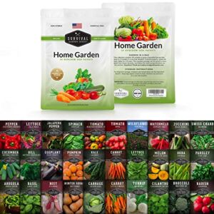 Survival Garden Seeds Home Garden Vegetable, Fruit & Herb Seed Bank Kit – 30 Pack – 18,500+ Non-GMO Heirloom Seeds Per Seed Vault – Grow Your Own Survival Food – Essential Emergency Preparedness Gear