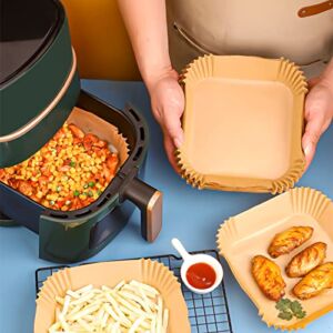 ORIGLE Air Fryer Liners 100Pcs Air Fryer Disposable Paper Liner, 6.3Inch Non-stick Parchment Paper, Oil Resistant, Waterproof, Food Grade Oven Liner for 2-5 QT Air Fryer, Steamer, Microwave oven