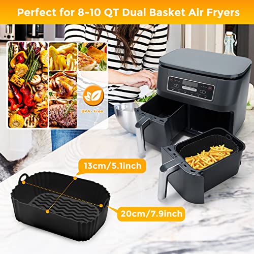 Air Fryer Silicone Pots, 2 Packs Food Grade Reusable Heat Resistant Easy Cleaning Silicone Air Fryer Liner Basket Bowl Accessories for Ninja Foodi Dual DZ201 DZ401 DZ550 8 QT 10 QT Air Fryer | The Storepaperoomates Retail Market - Fast Affordable Shopping