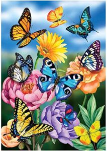 NAIMOER Butterfly Diamond Painting Flowers Kits for Adults, DIY 5D Butterfly Diamond Painting Kits Round Full Drill Diamond Art Kits Flowers Picture Arts Craft for Home Wall Art Decor 11.8×15.8 inch
