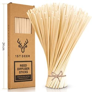 1st Deer Reed Diffuser Sticks 10 Inch – 100 pcs Natural Rattan Essential Oil Aroma Refill Wood Sticks for Spa, Fragrance, Aromatherapy (24 cm x 3 mm)