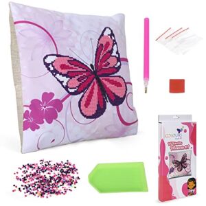 Colours Diamond Art Pillow Kit – Diamond Painting Kits, DIY Kits For Girls & Boys – Partial Drill, Easy Design – DIY Decorative Pillows for Bed, Arts and Crafts for Girls, Ages 8-20, Teens (Butterfly)