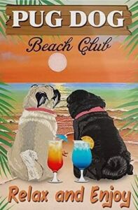 Pug Dog Beach Club Diamond Painting Kits,Diamond Art Kit for Adults Full Round Drill,Paint with Diamond for Gift,Wall Decor 8×12 inch