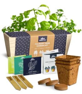 Herb Garden Kit Indoor – Indoor Herb Garden Starter Kit – Basil, Parsley & Cilantro Plant Seeds – Sturdy Reusable Planter, Enriched Soil & Bamboo Labels – Indoor Garden Kit by Urban Leaf