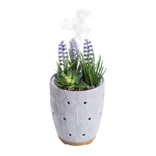 Aromatherapy Diffusers for Essential Oils,Essential Oil Diffuser Artificial Succulent Potted Fake Plants Ceramic Diffusers 7 Colors Lights Auto Off Cool Mist (Grey) | The Storepaperoomates Retail Market - Fast Affordable Shopping