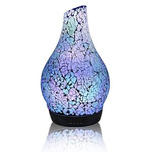 250ML Essential Oil Diffuser 3D Glass Aromatherapy Ultrasonic Humidifier Color Change,Air Refresh Auto Shut-Off,Timer Setting,BPA Free for Large Room Home Hotel Yoga Leisure SPA Gift