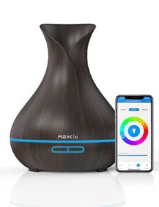 Essential Oil Diffuser, Maxcio 400ml Smart Aromatherapy Diffuser with Timer & 7 RGB Light, 2 Mist Mode Waterless Auto-Off, Ultrasonic Humidifier with Alexa & Google Home, App & Voice Control