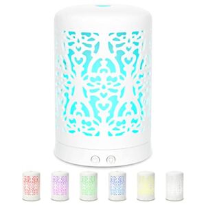 Essential Oil Diffusers Aromatherapy Humidifier: White Ceramic Aroma Infuser for Home Bedroom Office Desk,100ml Air Diffuser for Room, Small Ultrasonic Scent Fragrance Machine Waterless Auto-Off