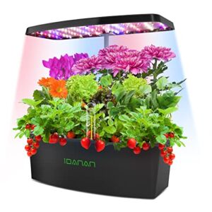 Herb Garden Kit Indoor – 12 Pods Hydroponics Growing System Indoor Garden, Indoor Gardening System with Sprouting Kit, 6L Smart Water Tank, Height Adjustable, Indoor Herb Garden with Grow Light