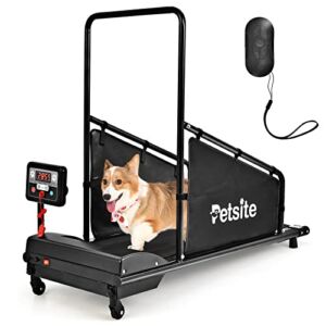 PETSITE Dog Treadmill, Pet Dog Running Machine for Small & Medium-Sized Dogs, Pet Fitness Treadmill with 1.4” LCD Display Screen, 200 LBS Capacity